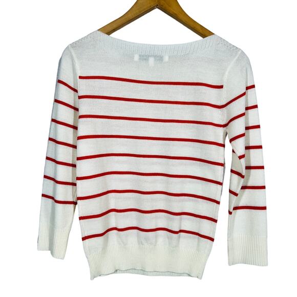 Cupcakes & Cashmere Stripe Scoop Neck Sweater 3/4 Sleeve Soft Casual Knit - XS - Picture 1 of 4